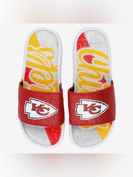Foco Shoes - ❌SOLD❌ NWT [FOCO] Kansas City Chiefs NFL Sparkle Gel Slide Sandals Womens L 9/10